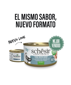 PELUCHOS-MASCOTAS-SCHESIR---ATÚN-CON-MERLUZA-EN-GELATINA-NUEVO-FORMATO