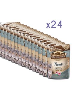 PELUCHOS-MASCOTAS-CARNILOVE---POUCH-DE-TRUCHA-CON-EQUINÁCEA-PACK-24