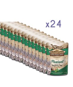 PELUCHOS-MASCOTAS-CARNILOVE---POUCH-DE-FAISÁN-CON-HOJAS-DE-FRAMBUESA-PACK-24