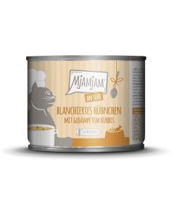 MjAMjAM Pollo escaldado con calabaza en salsa, alimento húmedo completo para gatos