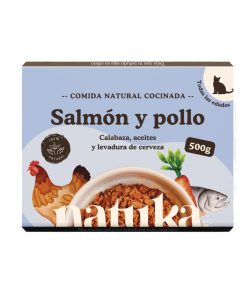 PELUCHOS-MASCOTAS-NATUKA-MENÚ-NATURAL-COCINADO-DE-POLLO-Y-SALMÓN-PARA-GATO