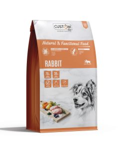 Pienso para perro adulto, de la amrca Custom, receta de conejo