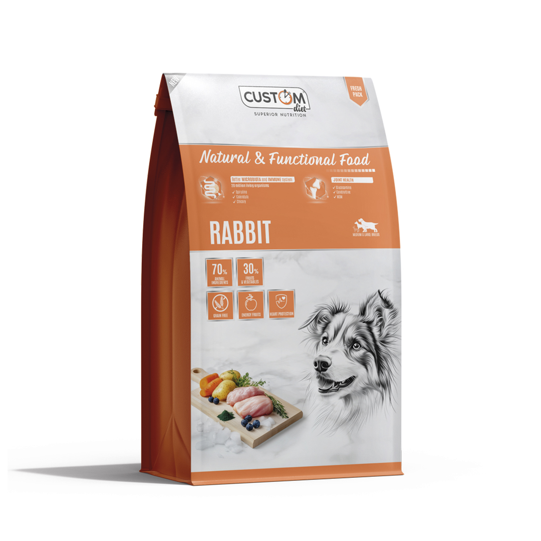 Custom-Diet-Conejo Pienso para perro adulto, de la amrca Custom, receta de conejo