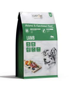 pienso para perro adulto de la marca custom, receta de cordero