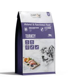 pienso para perro adulto de la marca custom, receta de pavo monoproteico