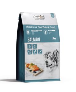 pienso para perro adulto de la marca custom, receta de salmón monoproteico