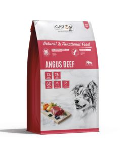 pienso para perro adulto de la marca custom, receta de ternera angus
