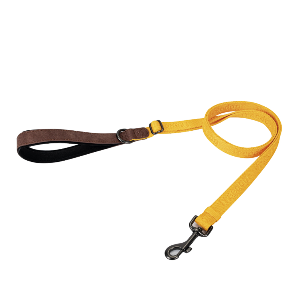 Freedog-Correa-Ajustable-Linum-Yellow-Sunrise Correa ajustable con asa de la marca freedog, color amarillo