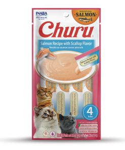 snack en crema para gatos receta de salmón con vieira de la marca inaba churu