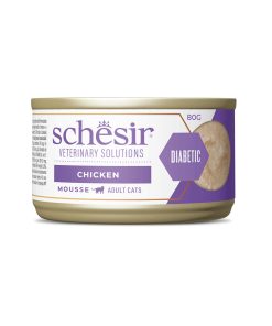 Receta veterinaria para gatos con diabetes de la marca schesir, receta de mousse de pollo
