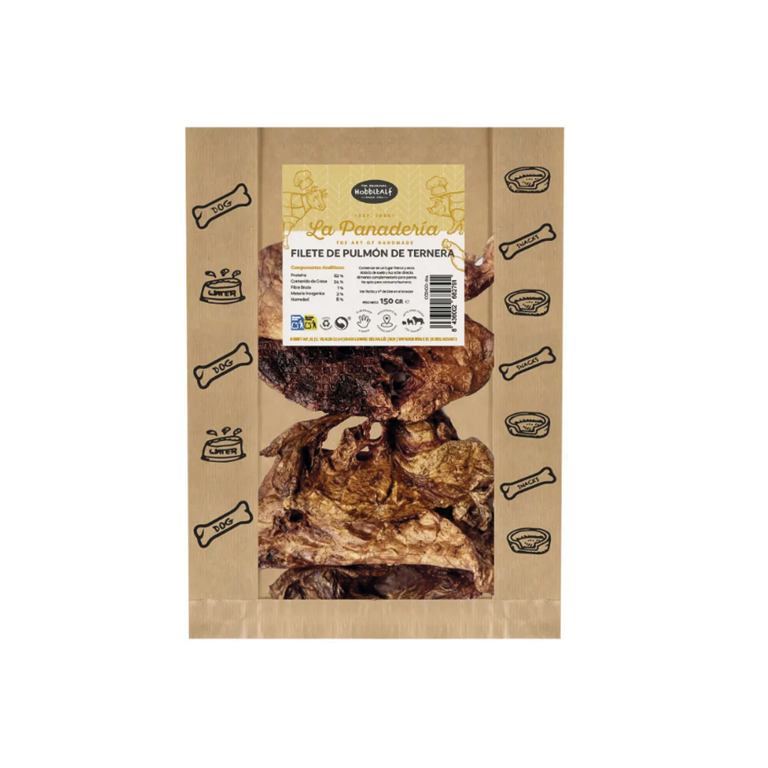 Hobbit Alf Filete de pulmón de ternera Hobbit Alf Filete de pulmón de ternera, snacks natural deshidratado para perros