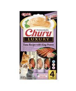 Inaba Churu Luxury Atún con Langostinos snack en crema para gatos
