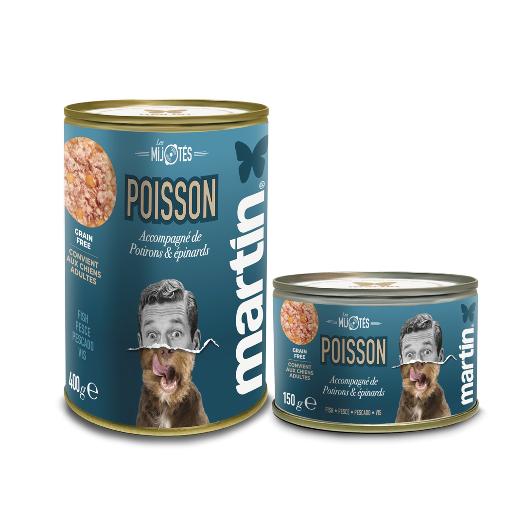 Martin Guiso de Pescado con patatas y espinacas 150 y 400 gr Martin Guiso de Pescado con patatas y espinacas. Les Mijotes - alimento húmedo completo para perros