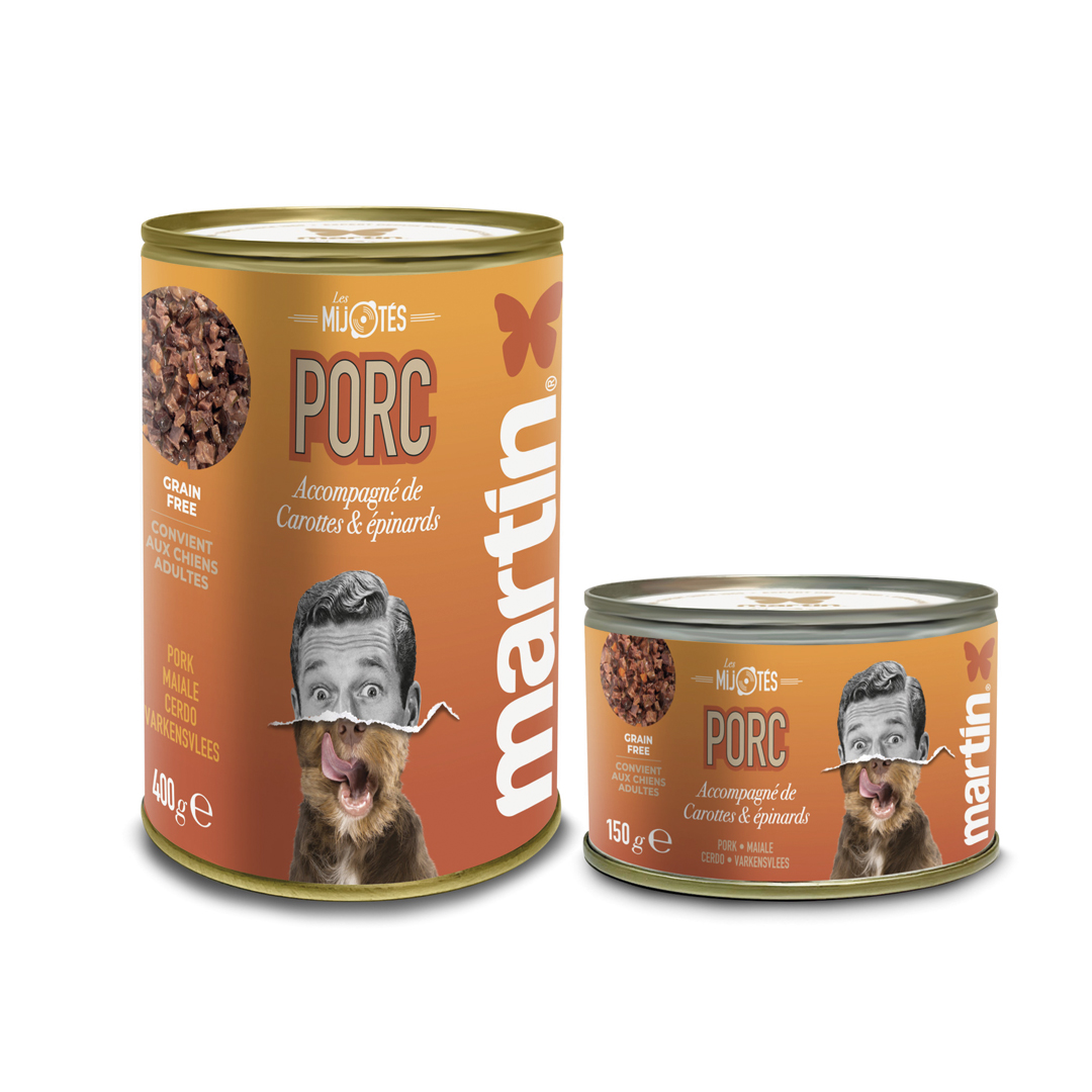 Martin Guiso de cerdo con zanahorias y espinacas 400 y 150 gr Martin Guiso de cerdo con zanahorias y espinacas 400 y 150 gr. Les Mijotes - alimento húmedo completo para perros