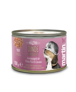 Martin Puppy - Guiso de Pavo y pollo con guisantes y zanahorias. Les Mijotes - alimento húmedo completo para cachorros