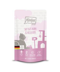 MjAMjAM Paté de Pollo con salmón, alimento húmedo completo para gatos