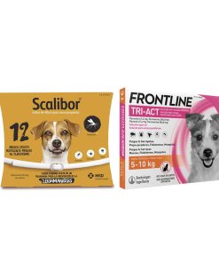 Pack oferta antiparasitario para perro con collar scalibor 48 y pipetas frontline de 5 a 10 kg de peso