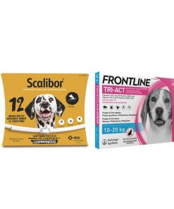 Pack oferta antiparasitario para perro con collar scalibor 65 cm y pipetas frontline de 10 a 20 kg de peso
