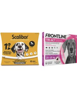 Pack oferta antiparasitario para perro con collar scalibor 65 cm y pipetas frontline de 20 a 40 kg de peso