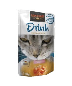 Leonardo Drink Caldo de Pollo y Salmón, alimento húmedo complementario para gatos