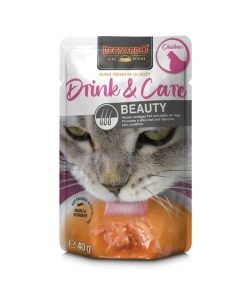 Leonardo Drink & Care Beauty Caldo de Pollo, alimento húmedo complementario para gatos