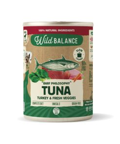Wild Balance Receta de Pavo y Atún Cocinado al Vapor, alimento húmedo para perros